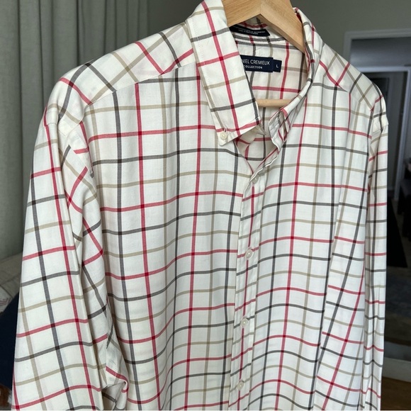 Daniel Cremieux Men’s Cream/red/gray Long Sleeve Plaid Button Up Size L - Picture 3 of 14